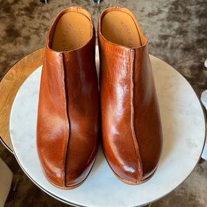 Leather Block Heel Mules